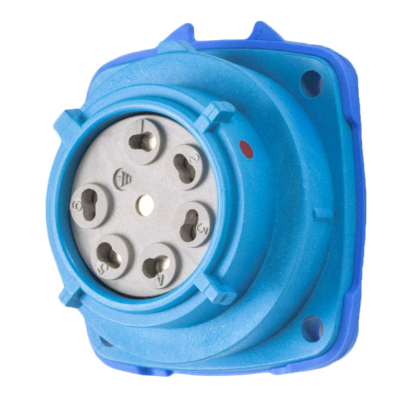 01-P8041-001 - PN7c RECEPTACLE POLY BLUE SIZE 1 IP 66/67 4P+G 15A 480 VAC 60 Hz REVERSE INTERIORS